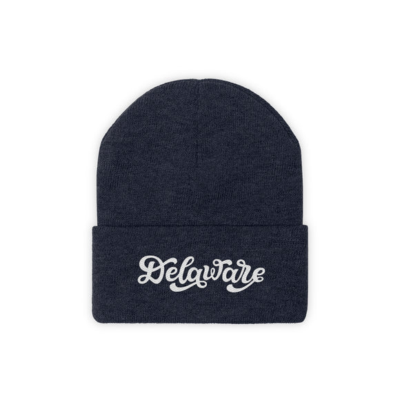 Delaware Beanie - Adult Hand Lettered Embroidered Delaware Knit Hat