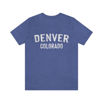 Buy heather-true-royal Denver, Colorado Shirt - Paint Text Unisex Denver T-Shirt
