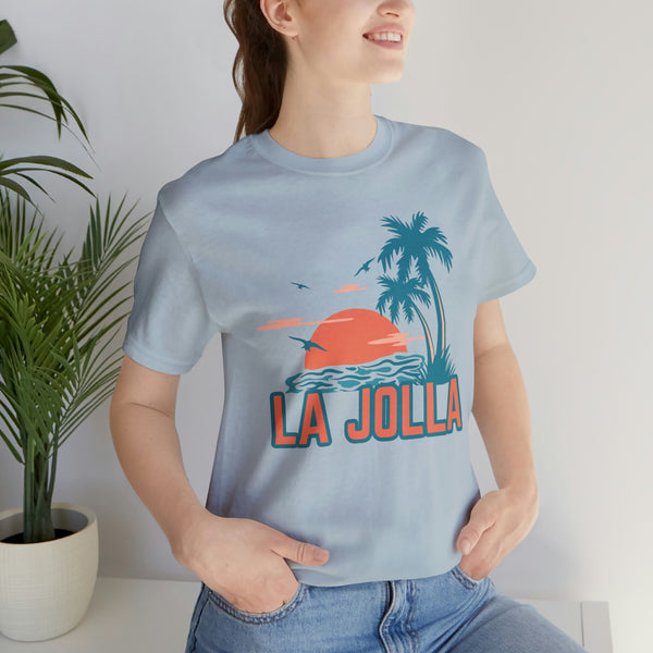 La Jolla, California T-Shirt - Retro Palm Tree & Beach Unisex La Jolla Shirt