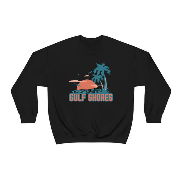 Gulf Shores, Alabama Sweatshirt - Unisex Retro Palm Tree Crewneck Gulf Shores Sweatshirt