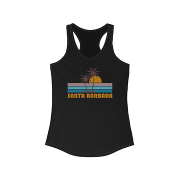 Santa Barbara, California Women's Tank - Retro Palm Tree Women's Racerback Santa Barbara Tank Top - 0