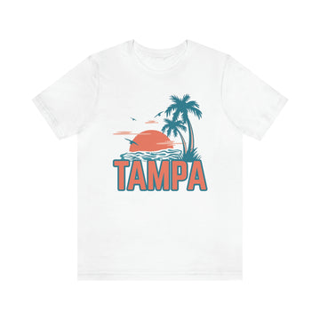 Buy white Tampa, Florida T-Shirt - Retro Palm Tree &amp; Beach Unisex Tampa Shirt