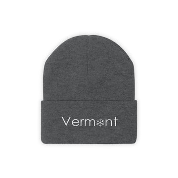 Buy graphite-heather Vermont Knit Beanie - Adult Embroidered Snowflake Vermont Knit Hat