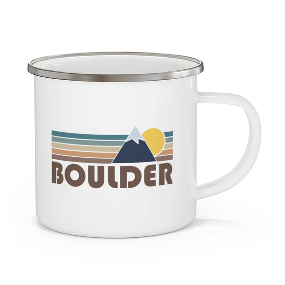Boulder, Colorado Camp Mug - Retro Enamel Camping Boulder Mug