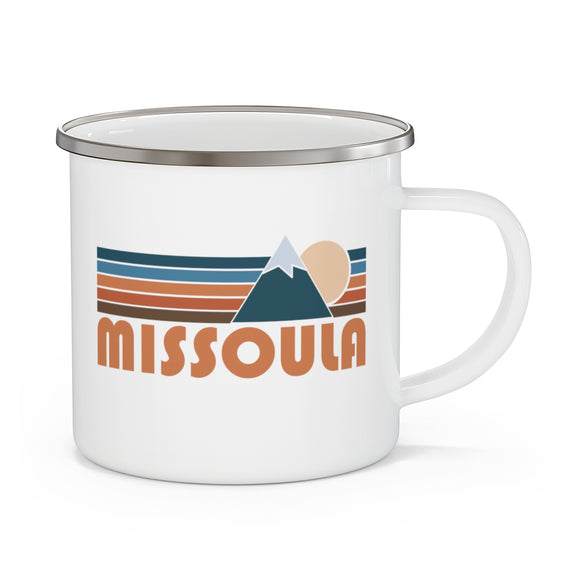 Missoula, Montana Camp Mug - Retro Mountain Enamel Campfire Missoula Mug