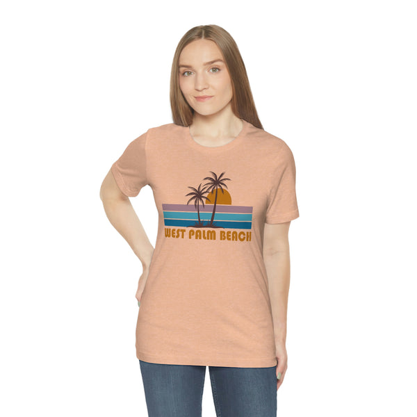 West Palm Beach, Florida T-Shirt - Retro Palm Tree Unisex West Palm Beach Shirt