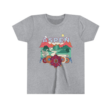 Buy athletic-heather Aspen Youth T-Shirt - Boho Colorado Kid's TShirt