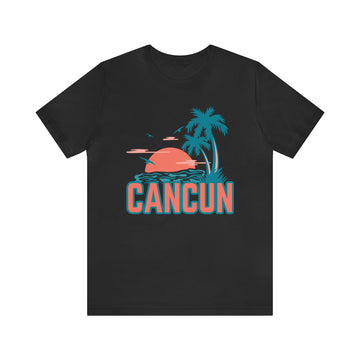 Buy black Cancun, Mexico T-Shirt - Retro Palm Tree &amp; Beach Unisex Cancun Shirt