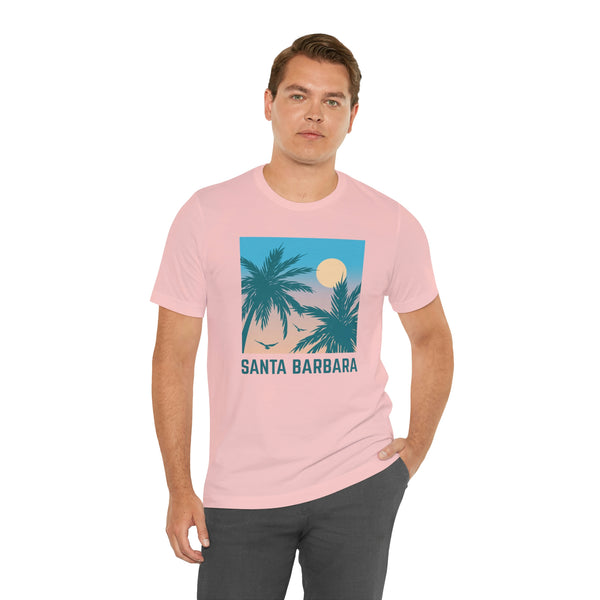 Santa Barbara, California T-Shirt - Retro Palm Tree & Beach Unisex Santa Barbara Shirt