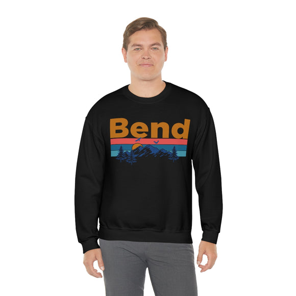 Bend, Oregon Crewneck Sweatshirt - Mountain & Birds Unisex