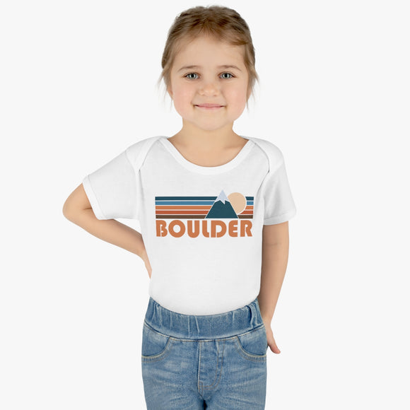 Boulder Baby Bodysuit - Retro Mountain Boulder, Colorado Baby Bodysuit