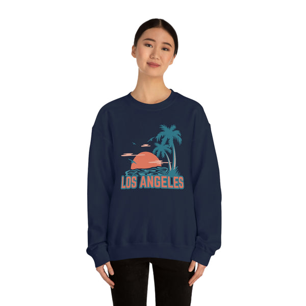 Los Angeles, California Sweatshirt - Unisex Retro Palm Tree Crewneck Los Angeles Sweatshirt