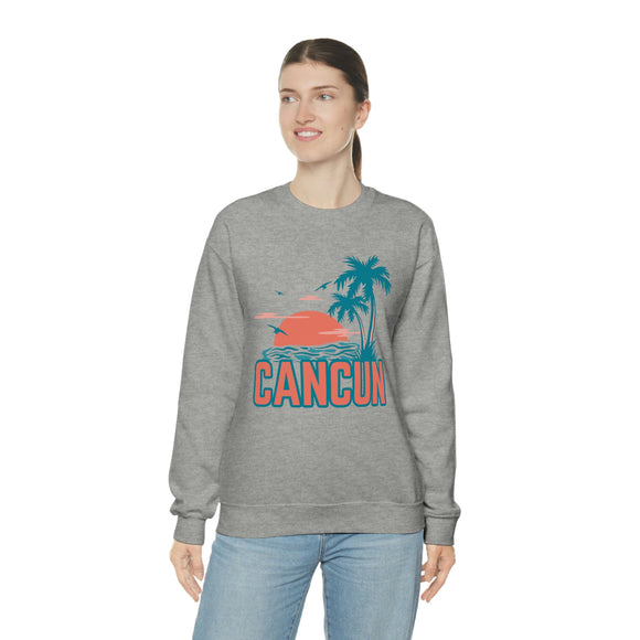 Cancun, Mexico Sweatshirt - Unisex Retro Palm Tree Crewneck Cancun Sweatshirt