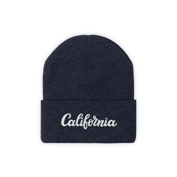 California Beanie - Adult Hand Lettered Embroidered California Knit Hat