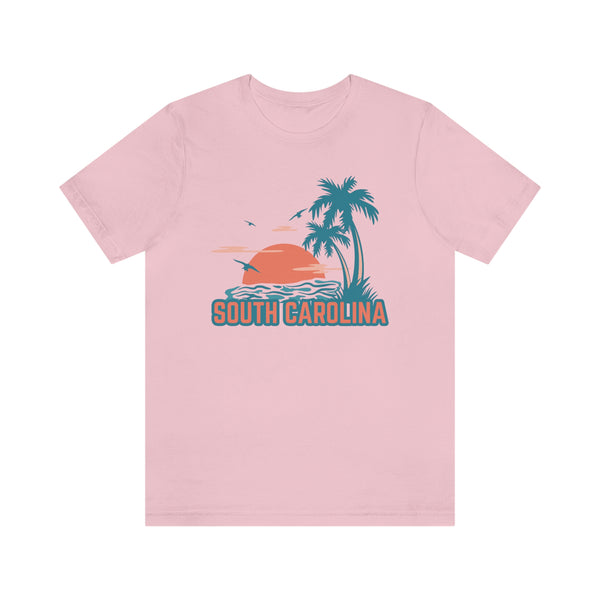 South Carolina T-Shirt - Retro Palm Tree & Beach Unisex South Carolina Shirt