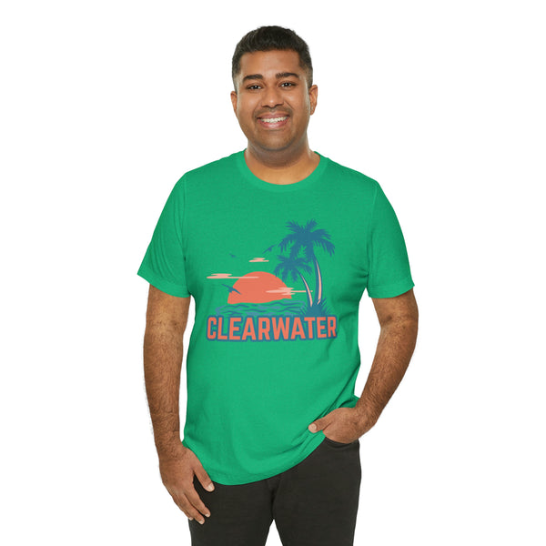Clearwater, Florida T-Shirt - Retro Palm Tree & Beach Unisex Clearwater Shirt