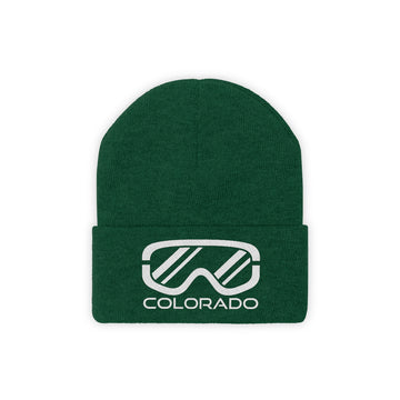 Buy hunter-green Colorado Knit Beanie - Adult Embroidered Ski Goggles Colorado Knit Hat