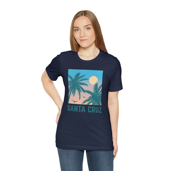 Santa Cruz, California T-Shirt - Retro Palm Tree & Beach Unisex Santa Cruz Shirt