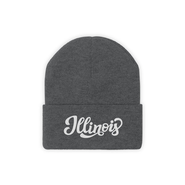Illinois Beanie - Adult Hand Lettered Embroidered Illinois Knit Hat