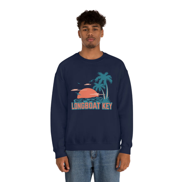 Longboat Key, Florida Sweatshirt - Unisex Retro Palm Tree Crewneck Longboat Key Sweatshirt