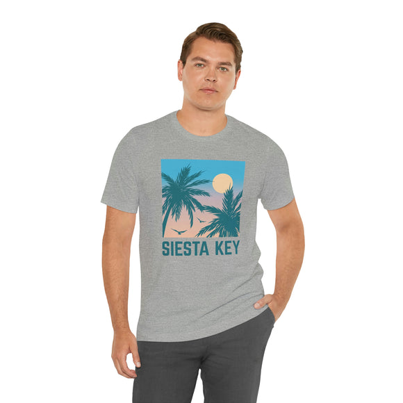 Siesta Key, Florida T-Shirt - Retro Palm Tree & Beach Unisex Siesta Key Shirt