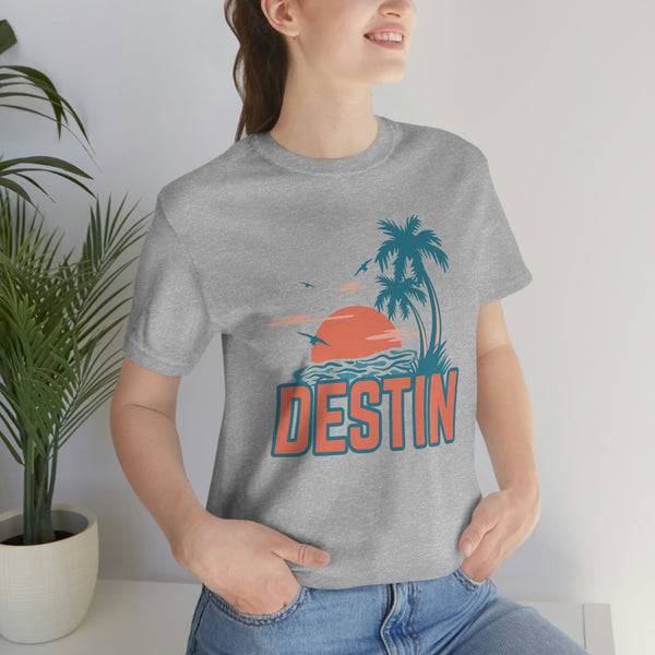Destin, Florida T-Shirt - Retro Palm Tree & Beach Unisex Destin Shirt