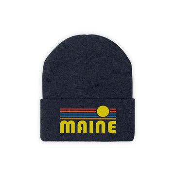 Buy true-navy Maine Beanie - Adult Embroidered Retro Sunset Maine Knit Hat