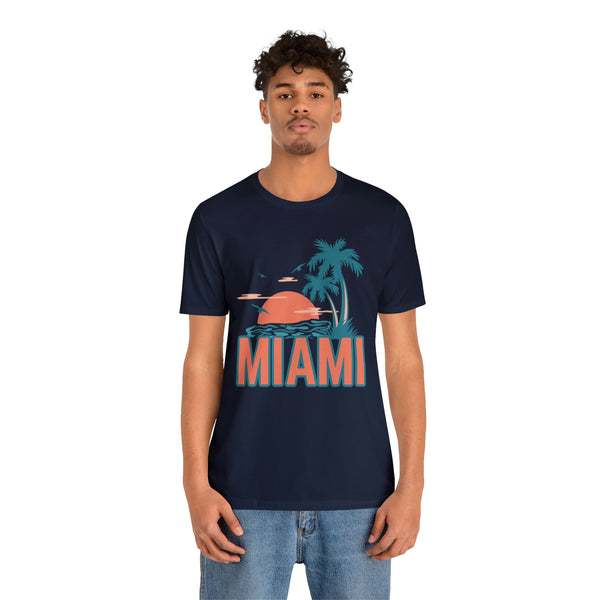 Miami, Florida T-Shirt - Retro Palm Tree & Beach Unisex Miami Shirt