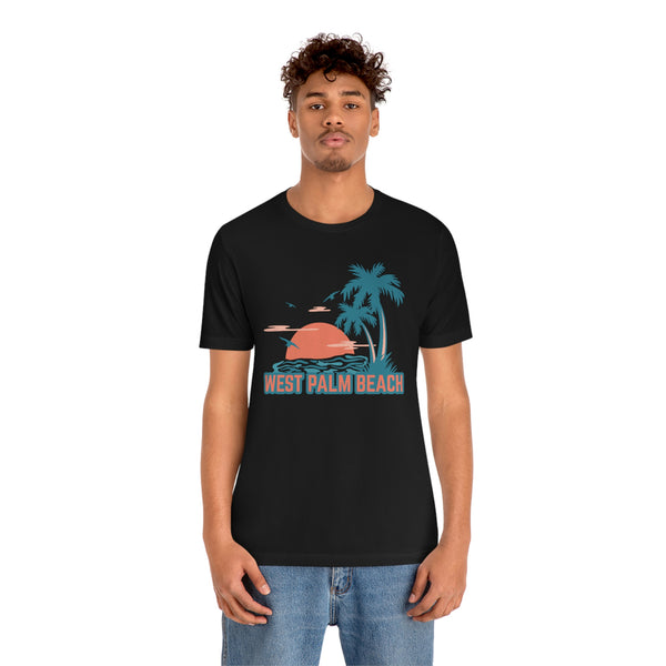 West Palm Beach, Florida T-Shirt - Retro Palm Tree & Beach Unisex West Palm Beach Shirt