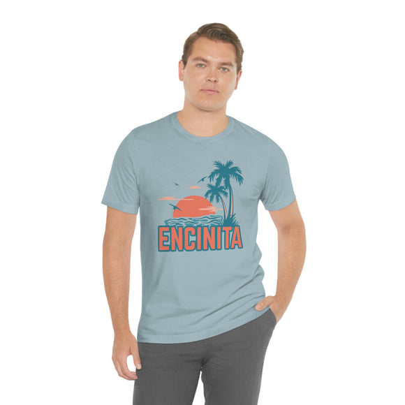 Encinitas, California T-Shirt - Retro Palm Tree & Beach Unisex Encinitas Shirt