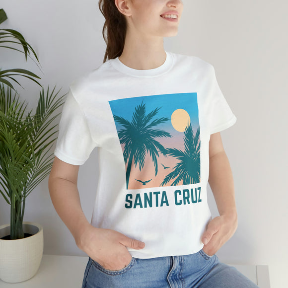 Santa Cruz, California T-Shirt - Retro Palm Tree & Beach Unisex Santa Cruz Shirt