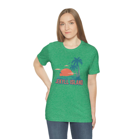 Jekyll Island, Georgia T-Shirt - Retro Palm Tree & Beach Unisex Jekyll Island Shirt