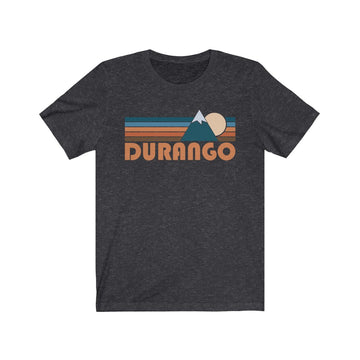 Buy dark-grey-heather Durango, Colorado T-Shirt - Retro Mountain Adult Unisex Durango T Shirt