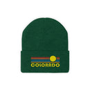 Colorado Beanie - Adult Embroidered Retro Sunset Colorado Knit Hat-17