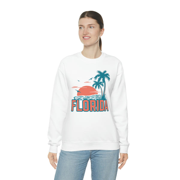 Florida Sweatshirt - Unisex Retro Palm Tree Florida Crewneck Sweatshirt