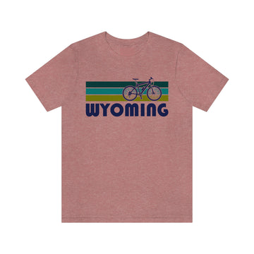 Buy heather-mauve Wyoming T-Shirt - Retro Mountain Bike Adult Unisex Wyoming T Shirt