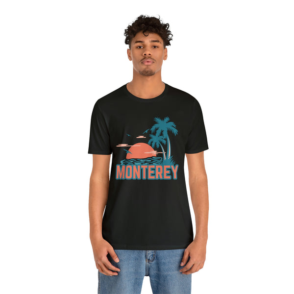 Monterey, California T-Shirt - Retro Palm Tree & Beach Unisex Monterey Shirt