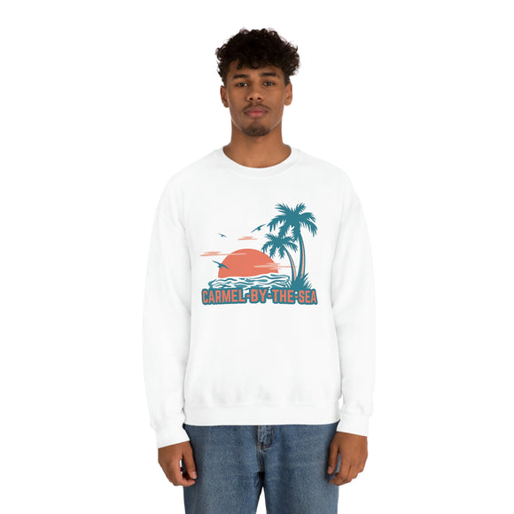 Carmel-by-the-Sea, California Sweatshirt - Unisex Retro Palm Tree Crewneck Carmel-by-the-Sea Sweatshirt
