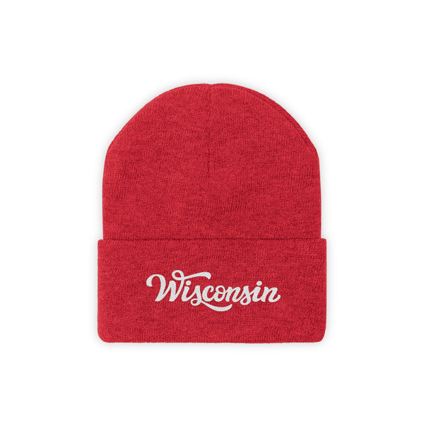Wisconsin Beanie - Adult Hand Lettered Embroidered Wisconsin Knit Hat