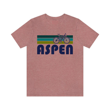 Buy heather-mauve Aspen T-Shirt - Retro Mountain Bike Adult Unisex Aspen, Colorado T Shirt