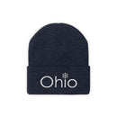 Ohio Knit Beanie - Adult Embroidered Snowflake Ohio Knit Hat-13