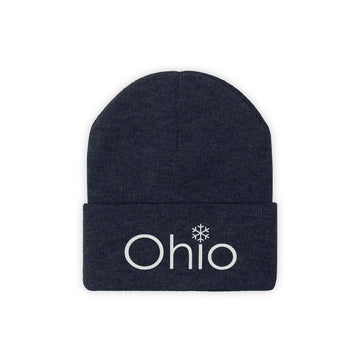 Buy true-navy Ohio Knit Beanie - Adult Embroidered Snowflake Ohio Knit Hat
