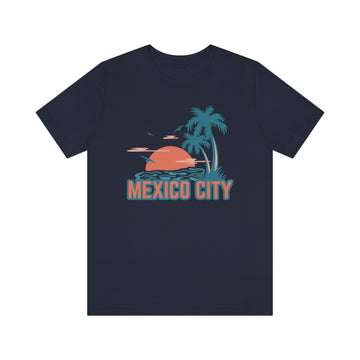 Buy navy Mexico City, Mexico T-Shirt - Retro Palm Tree &amp; Beach Unisex Mexico City Shirt