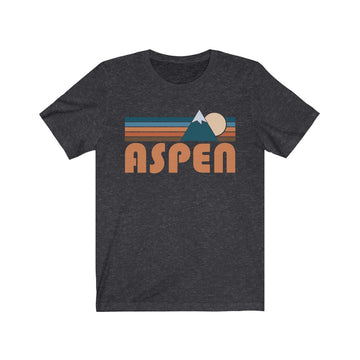 Buy dark-grey-heather Aspen, Colorado T-Shirt - Retro Mountain Adult Unisex Aspen T Shirt