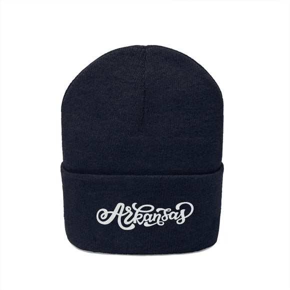 Arkansas Beanie - Adult Hand Lettered Embroidered Arkansas Knit Hat