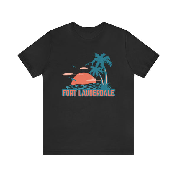 Fort Lauderdale, Florida T-Shirt - Retro Palm Tree & Beach Unisex Fort Lauderdale Shirt