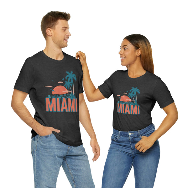 Miami, Florida T-Shirt - Retro Palm Tree & Beach Unisex Miami Shirt