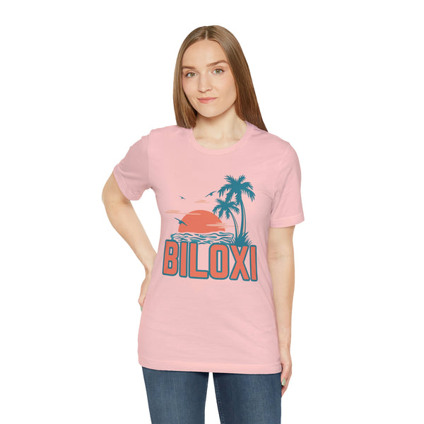 Biloxi, Mississippi T-Shirt - Retro Palm Tree & Beach Unisex Biloxi Shirt