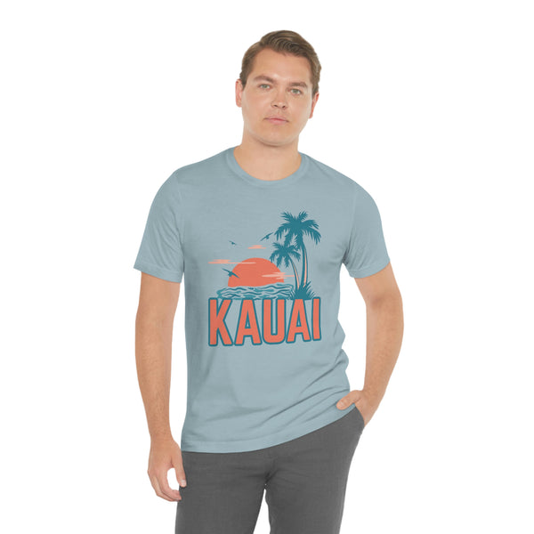 Kauai, Hawaii T-Shirt - Retro Palm Tree & Beach Unisex Kauai Shirt