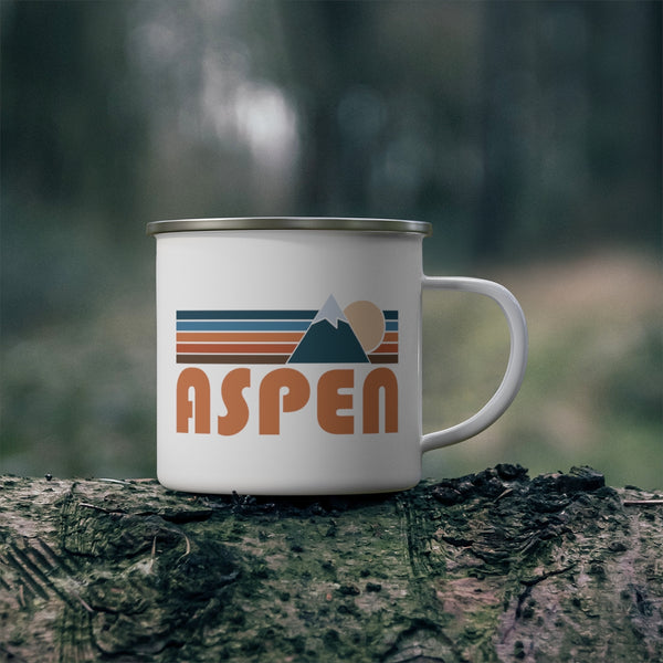 Aspen, Colorado Camp Mug - Retro Mountain Enamel Campfire Aspen Mug